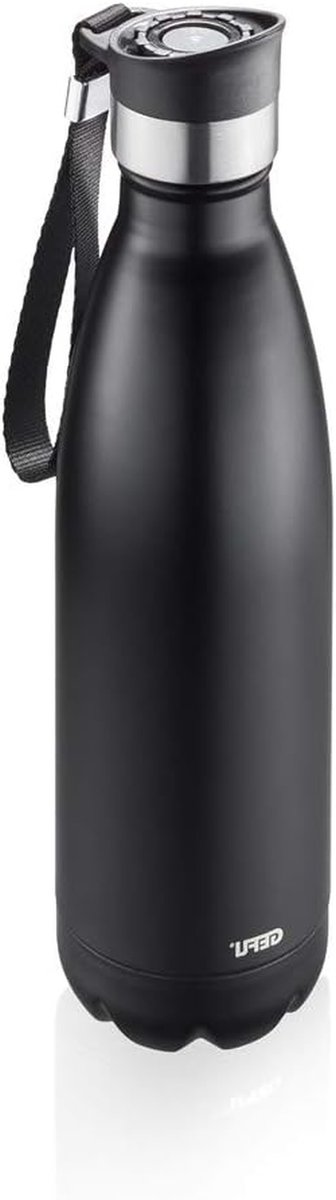 Thermosfles Roestvrij Staal - Geïsoleerde Drinkfles - Dranken Koel Houden - Dubbelwandige Isolatie - 0.5 Liter - Zwart