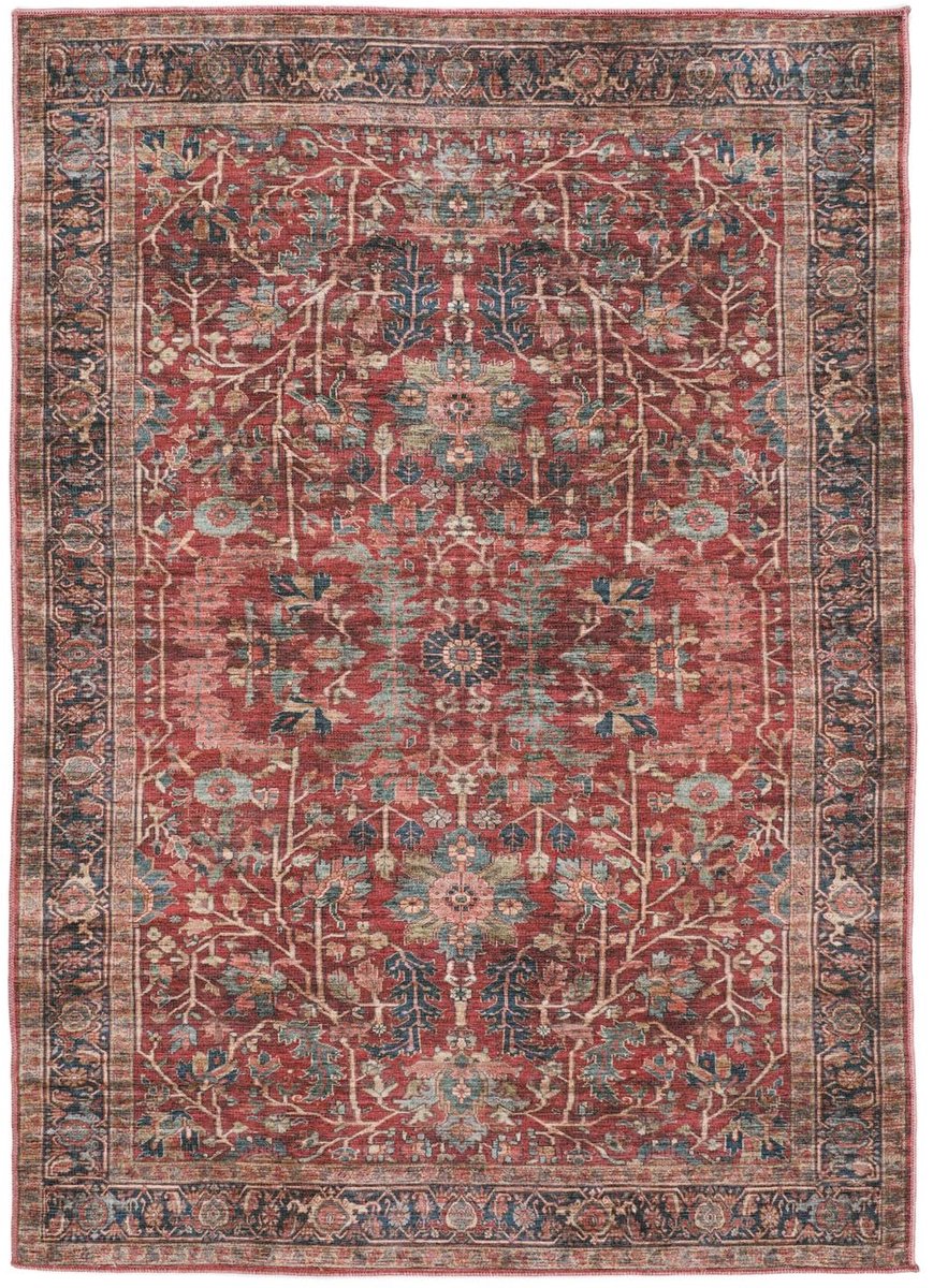 Vloerkleed, Oosterse, 200 x 300 cm, Rechthoekig, Laagpolig, Woonkamer, Slaapkamer, Keuken, Machinewas, Rood