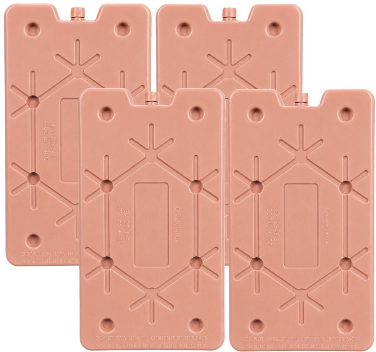 Excellent Houseware Koelelement Ice Pack - 4x - oudroze - polyethyleen - 350 gr - 24 x 14 x 1.5 cm