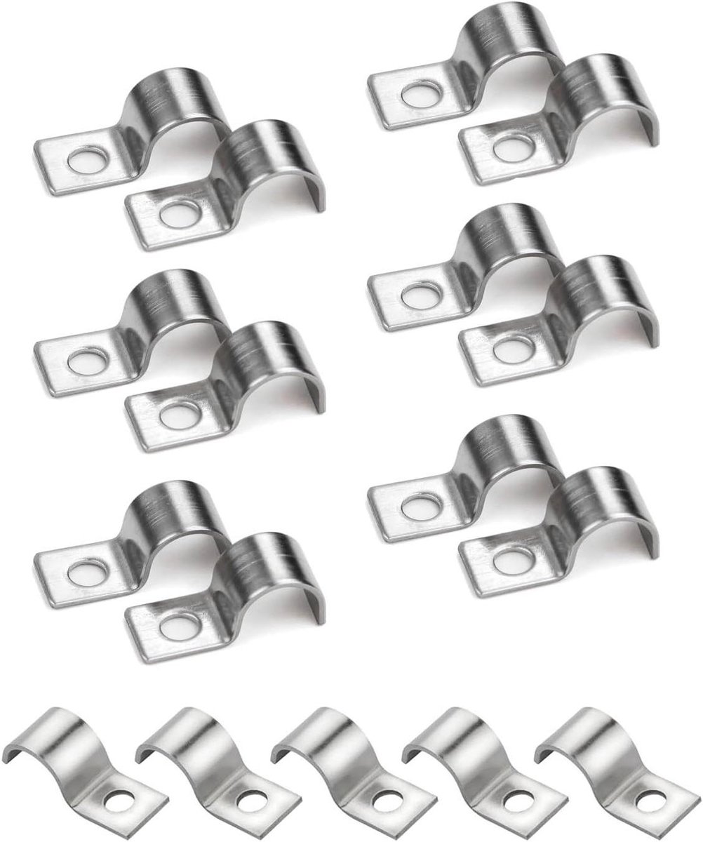 Kabelclips RVS - Slangklemmen U-vorm - Leidingen Bevestigen - Hittebestendig 800°C - 10 mm Diameter - Zilverkleurig