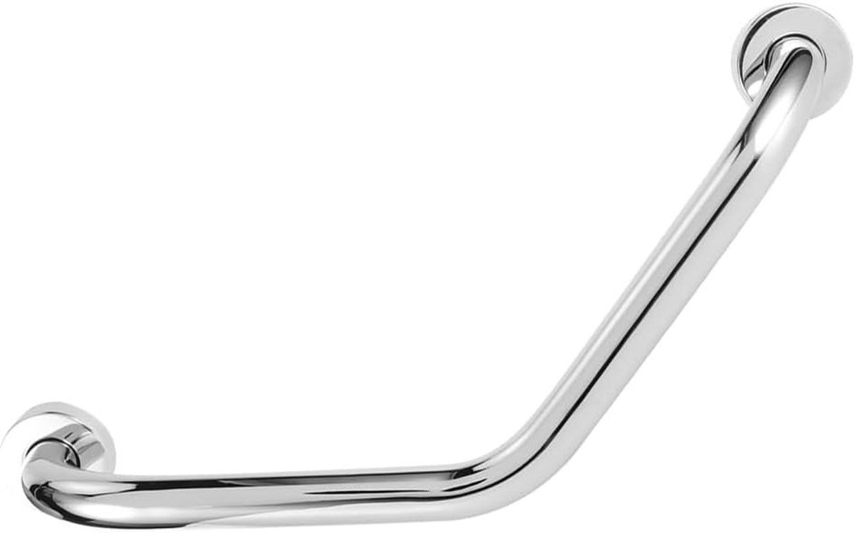 Gebogen Handgreep - Badgreep Wandsteun - Extra Veiligheid - Roestvrij Staal - 46 cm - Zilver
