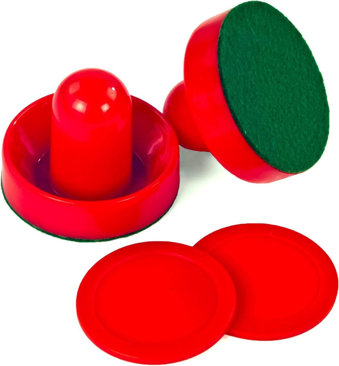 Air Hockey Accessoireset - Pucks en Strikers - Tafelspel Spelen - Chipbestendige ABS Constructie - 3.75 Inch Strikers - Rood