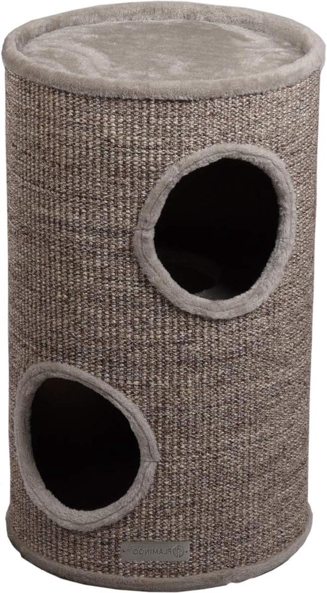 Krabpaal Kat - Kattenmeubel - Nagelverzorging - Gezellige holletjes - 35 x 35 x 60 cm - Grijs