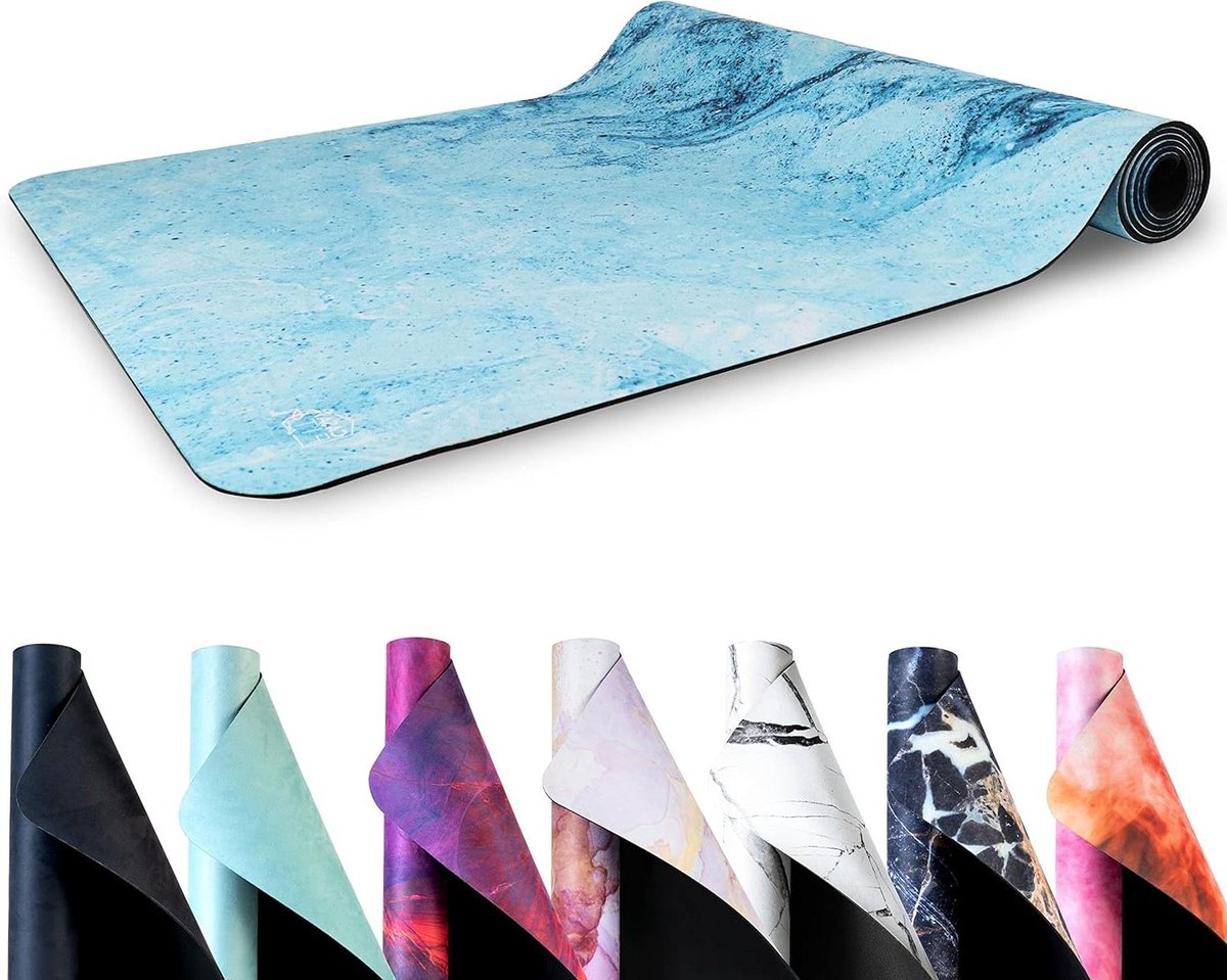 Fitnessmat - Yogamat Gymnastiekmat - Comfortabel Trainen - Milieuvriendelijk Rubber - 183 cm x 68 cm - Blue Swirl