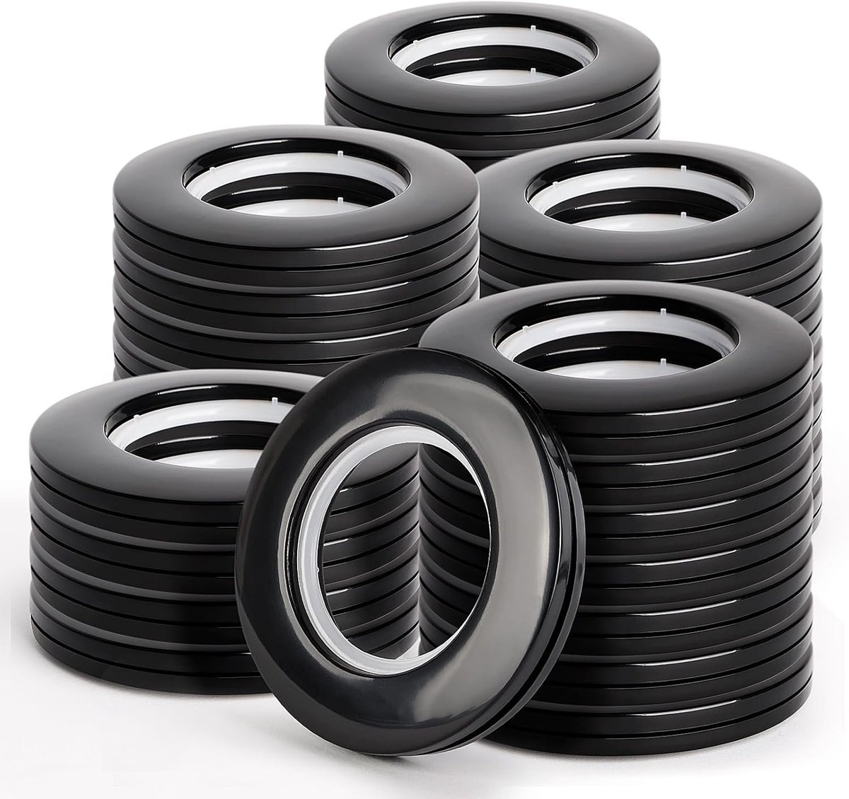 Gordijnringen, gordijn ogen, kunststof gordijnringen, gordijn ogen, slagogen, ogen, stoffen ogen, kunststof ogen, 40 mm, doe-het-zelf ringen voor raamgordijn, douchegordijn, kleedkamer