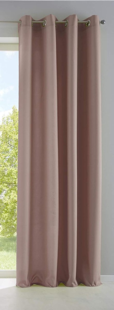 ondoorschijnend gordijn mat lichtdoorlatend »PALERMO« met oogjes en embrasses Dekoschal HxB 145x140 cm Taupe, 10000265