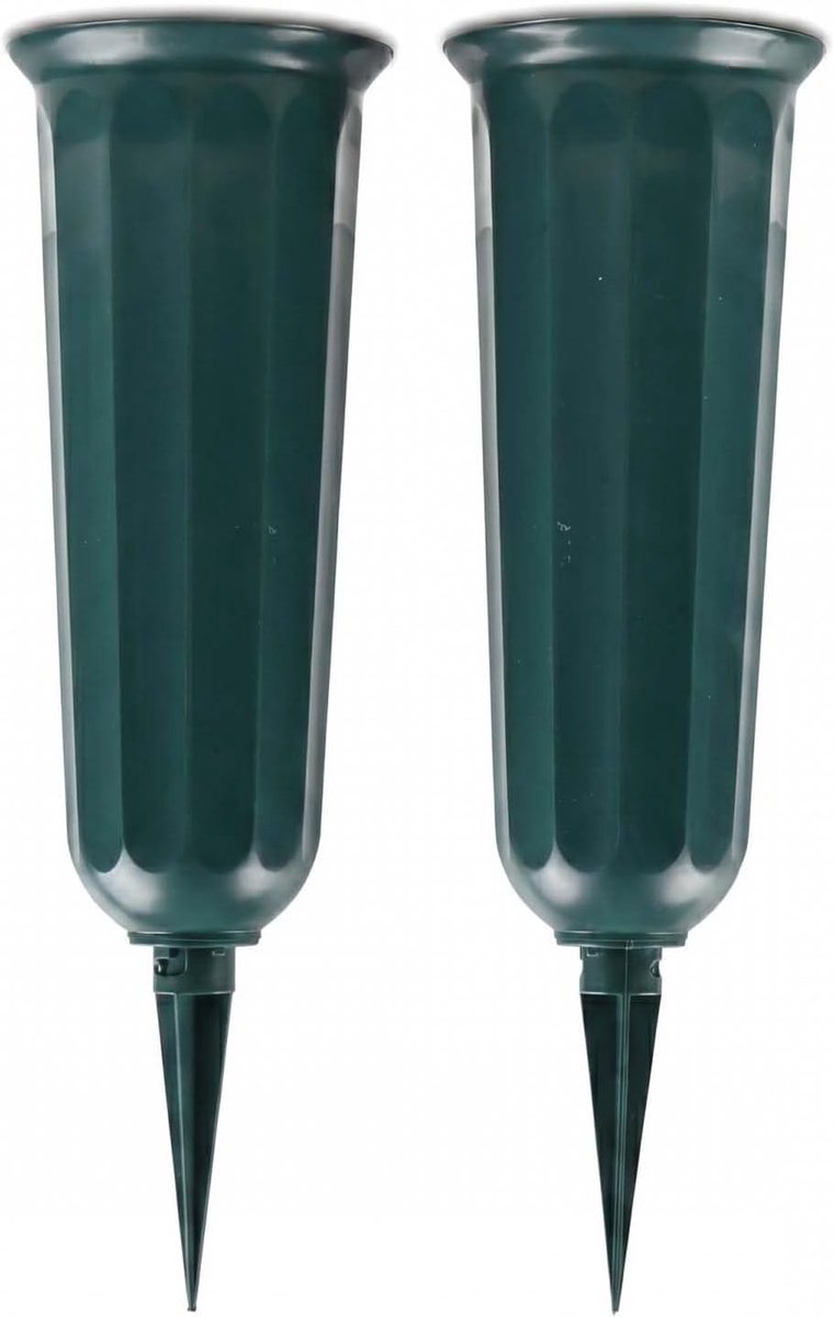 Vazen voor begraafplaats, vazen voor buiten van robuust kunststof, veelzijdige oplossing voor het versieren van graven (groen)