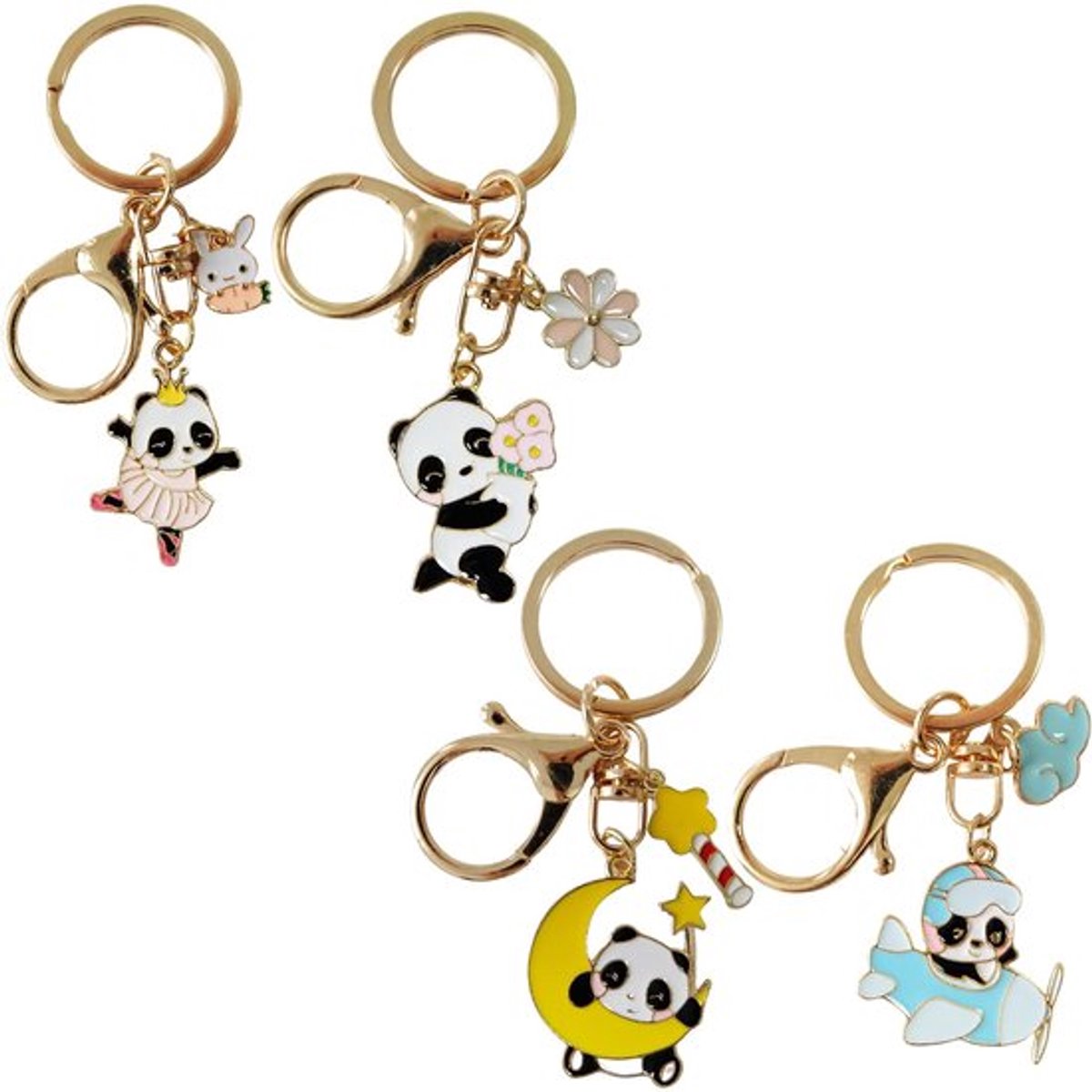 VT Goods - Pandasoortie Sleutelhanger - 4 Stukken