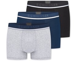 Schiesser 95/5 Heren Shorts 3 PACK - Heren Onderbroek - Zwart - Donkerblauw - Grijs