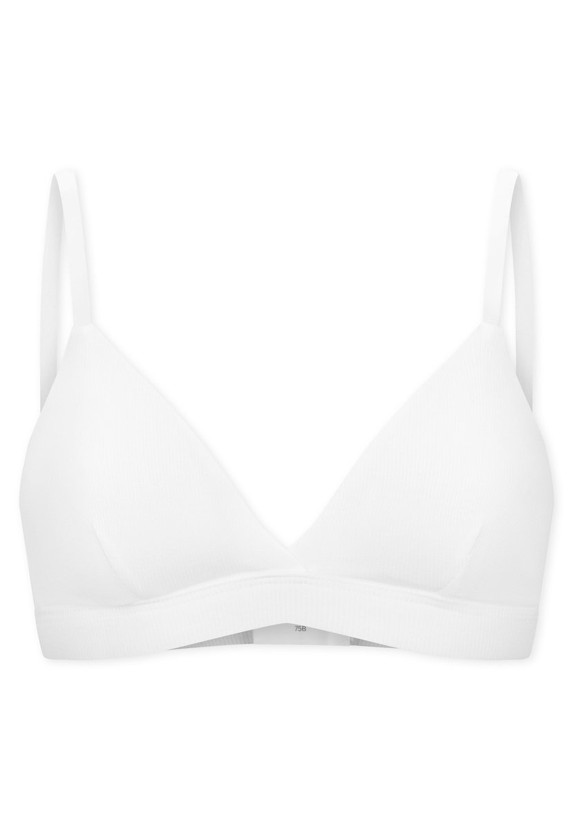 Schiesser Pure Rib bh (1-pack) - dames beha zonder beugel dubbelrib biologisch katoen uitneembare pads zwart wit