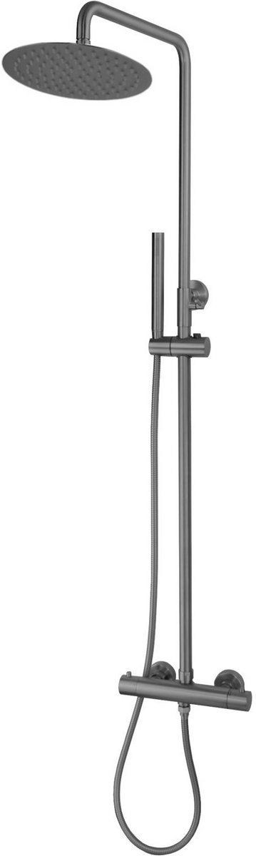 Complete thermostatische regendouche rond Sanitado Foya in gunmetal
