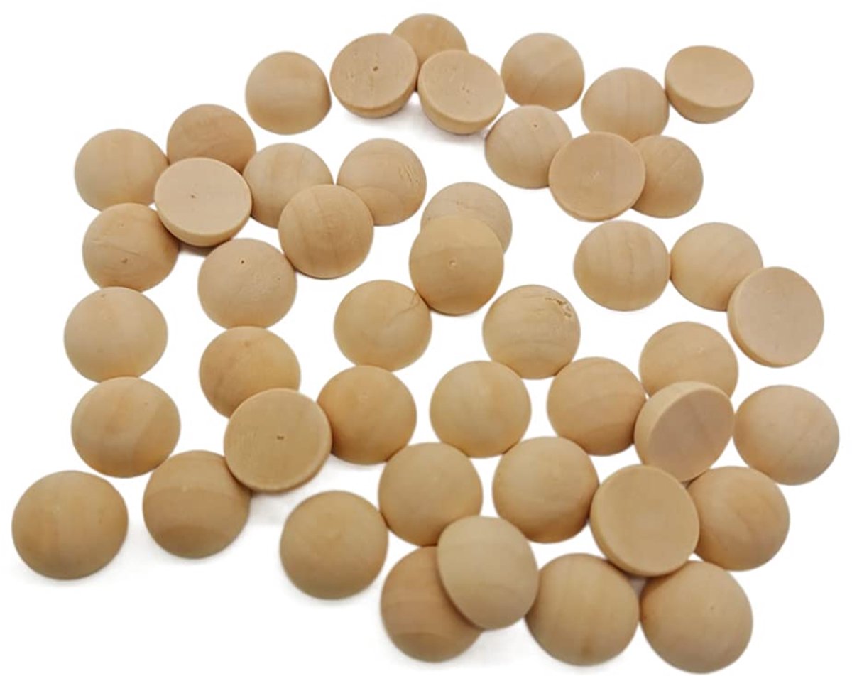 100 stuks halve ambachtelijke ballen natuurlijke halve houten ballen onafgewerkte gespleten houten kralen voor doe-het-zelf project kunst en ambachtelijke benodigdheden-20 mm