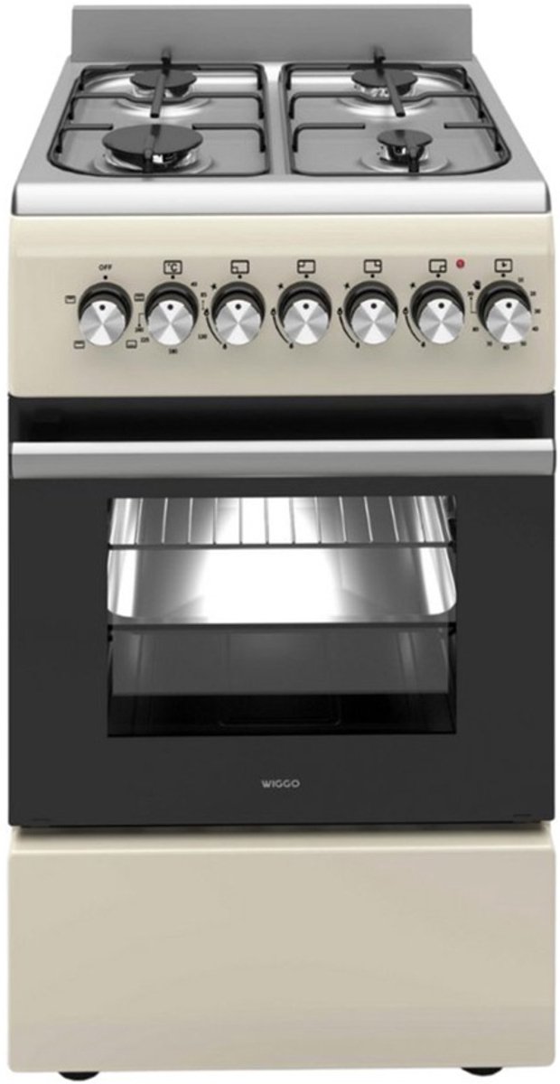 Wiggo WO-E503A(CX) Vrijstaande Gasfornuis - 50 cm - Creme