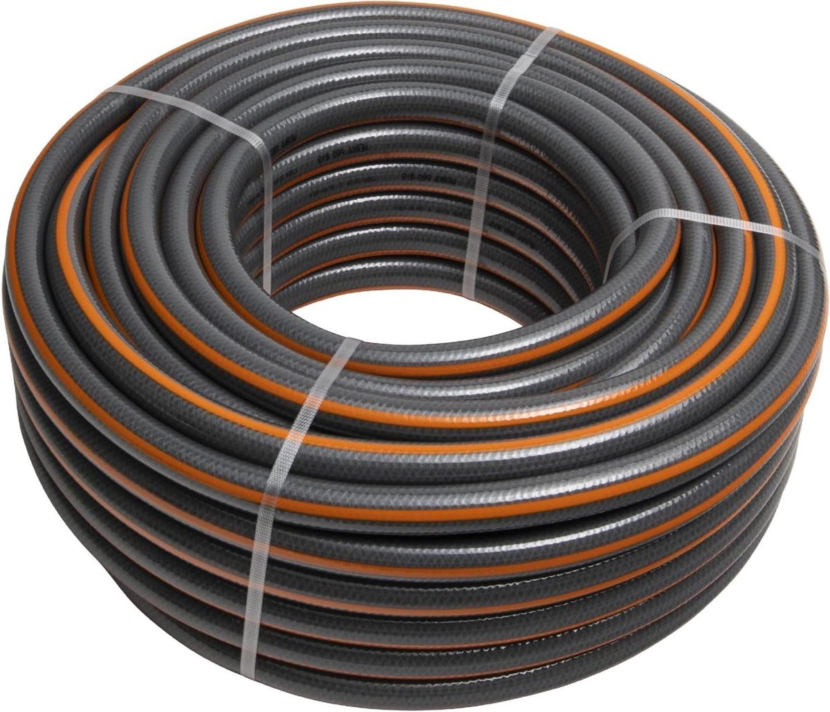 Versterkte tuinslang - Waterleidingslang - Tuin bewateren - 5 lagen anti-knik - 19 mm diameter - Grijs en oranje