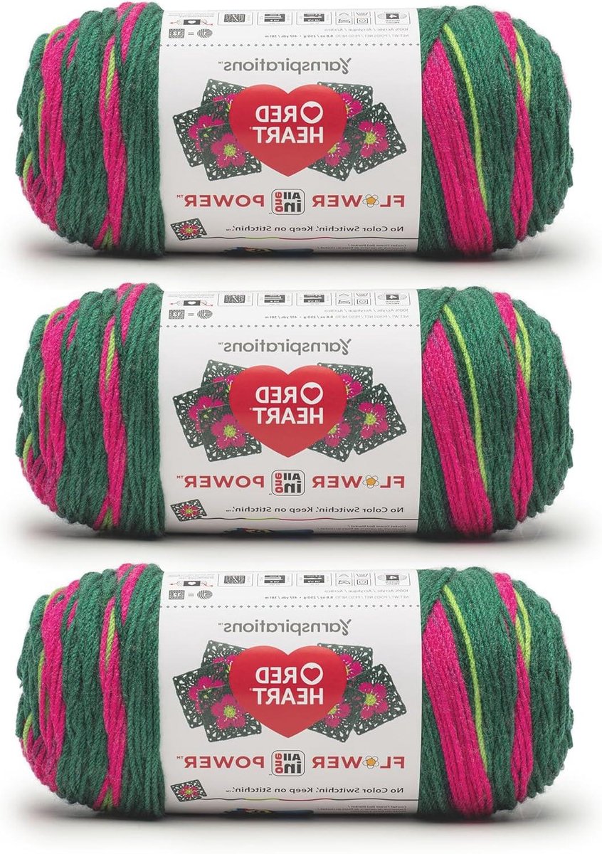 Acryl Garen - Brei- en Haakgaren - Hobby Projecten - Uniek Kleurverloop - 3x 250g - Bloemenprint