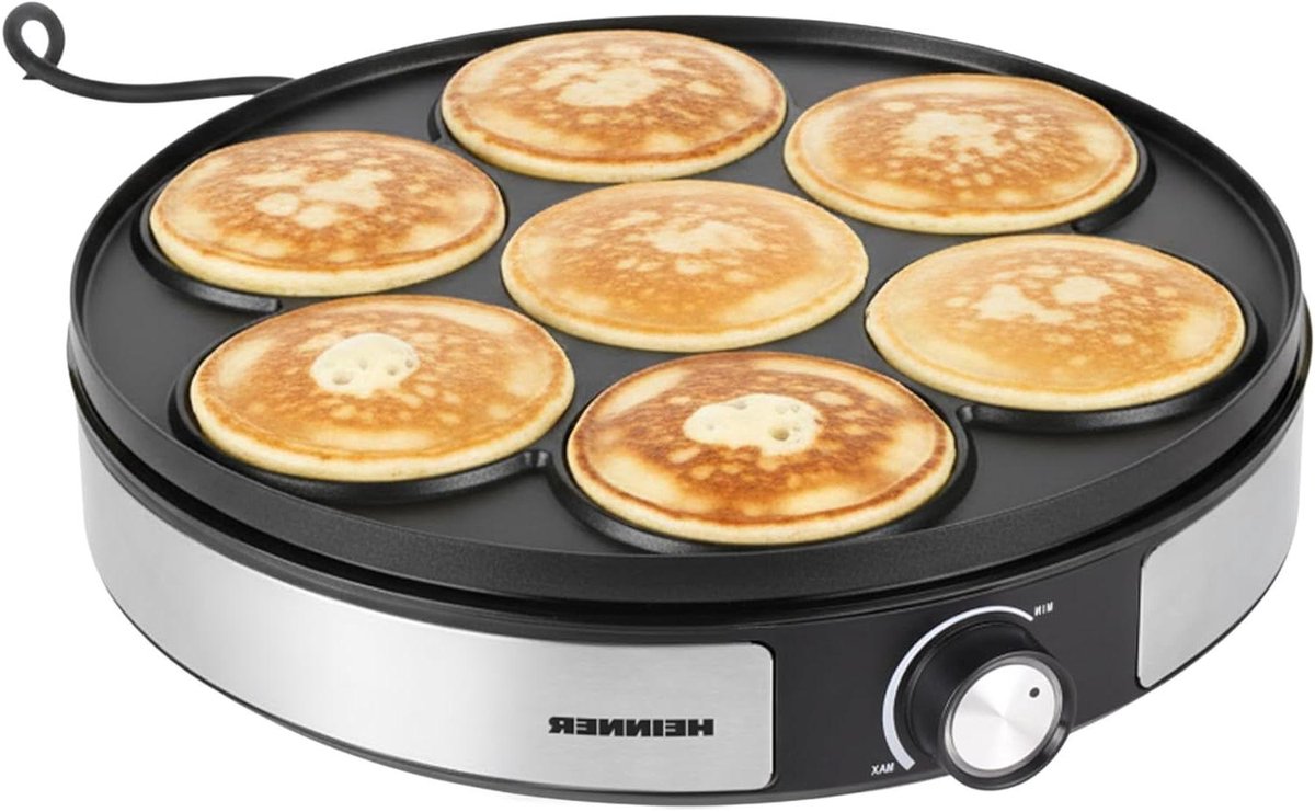 Elektrische Crêpe Maker - Pannenkoekenplaat - Snelle Ontbijtjes Maken - Instelbare Temperatuur - 33 cm - Zilver Zwart
