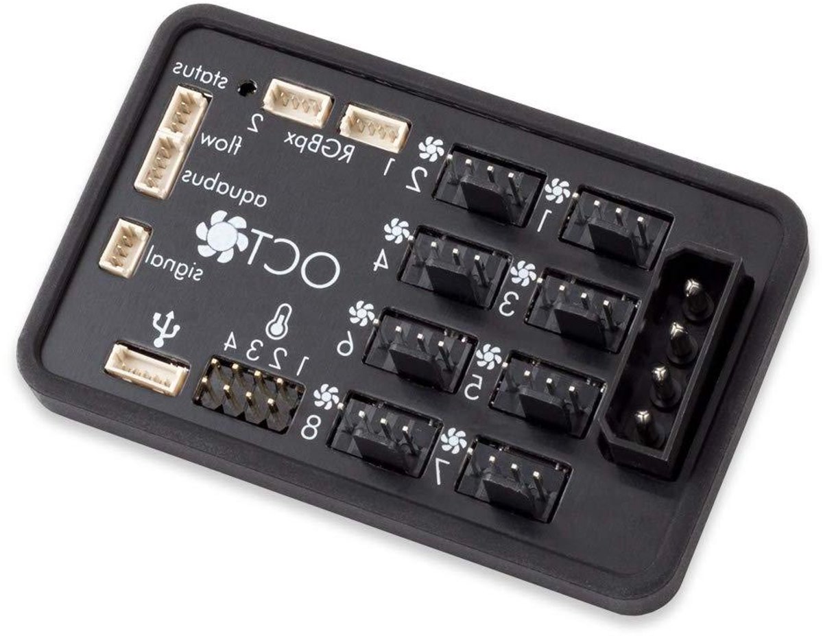 Ventilatorbesturing Controller - PC Koeling - Geluidsarme PC - 8-kanaals PWM - 7.7 x 4.9 cm - Zwart