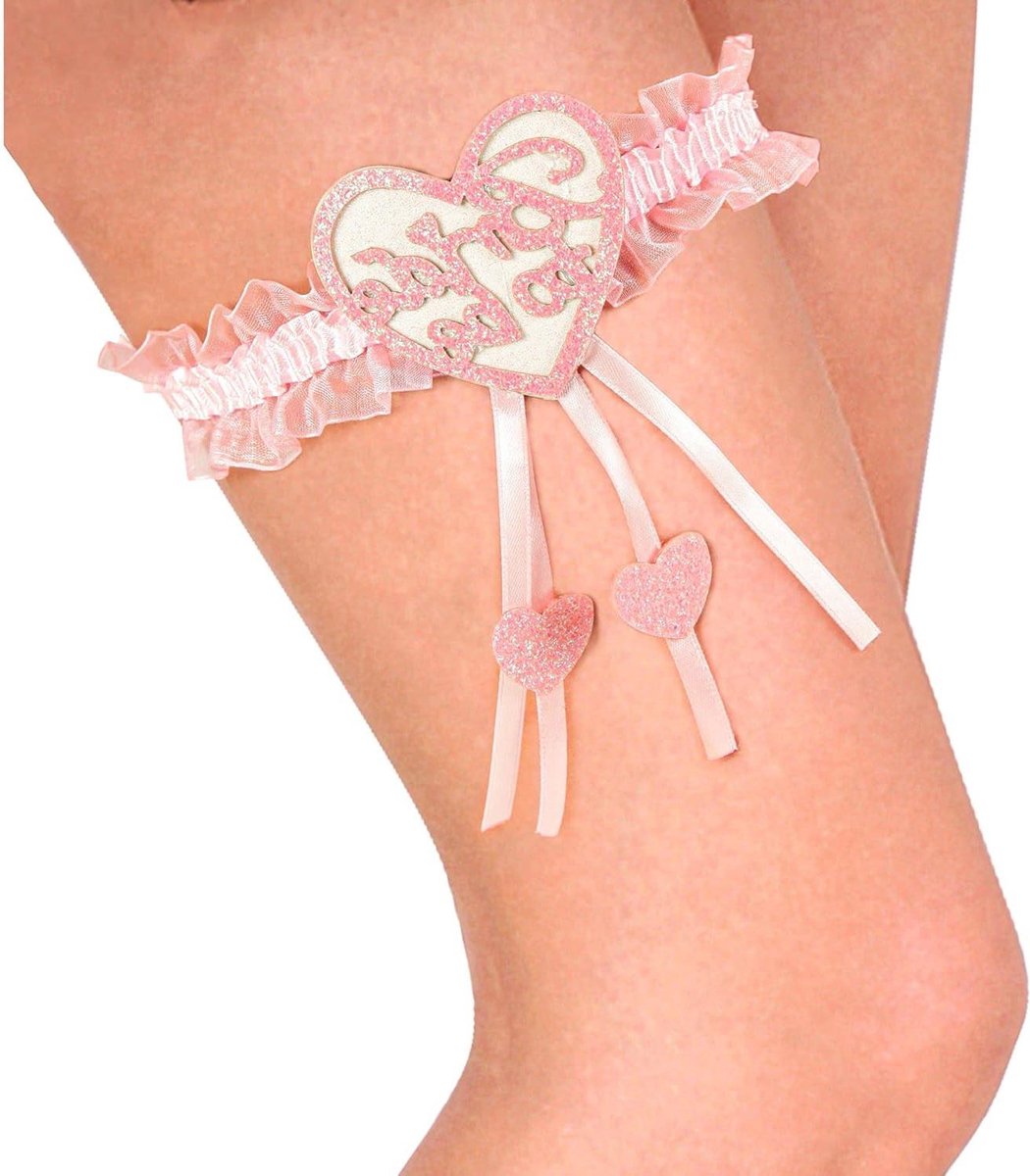 Bruidsgarter - Aanstaande bruid - Bruiloft versiering - Met hartdetail - 85 cm - Wit roze