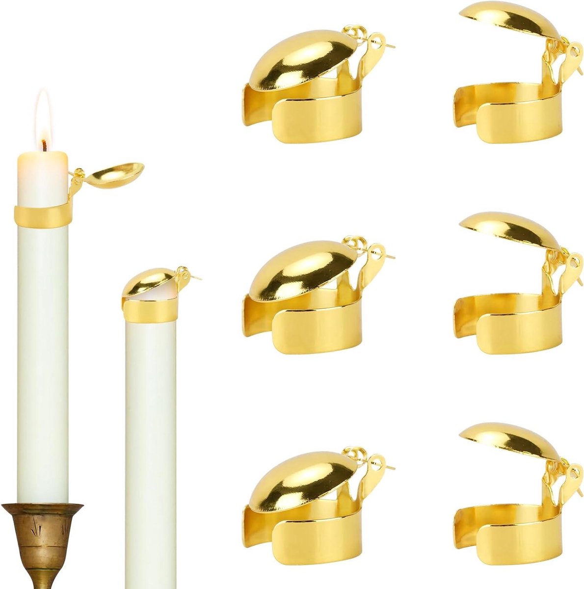 Automatische Kaarsenblussers - Metalen lontbrander - Veilig Kaarsen Doven - Zelfdovende functie - 6 stuks - Goud