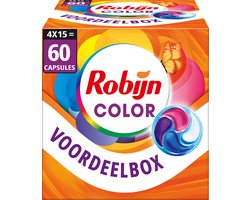 Robijn Wasmiddel - 4-in-1 Wascapsules - Color - 4 x 15 stuks - 60 Wasbeurten - Voordeelverpakking
