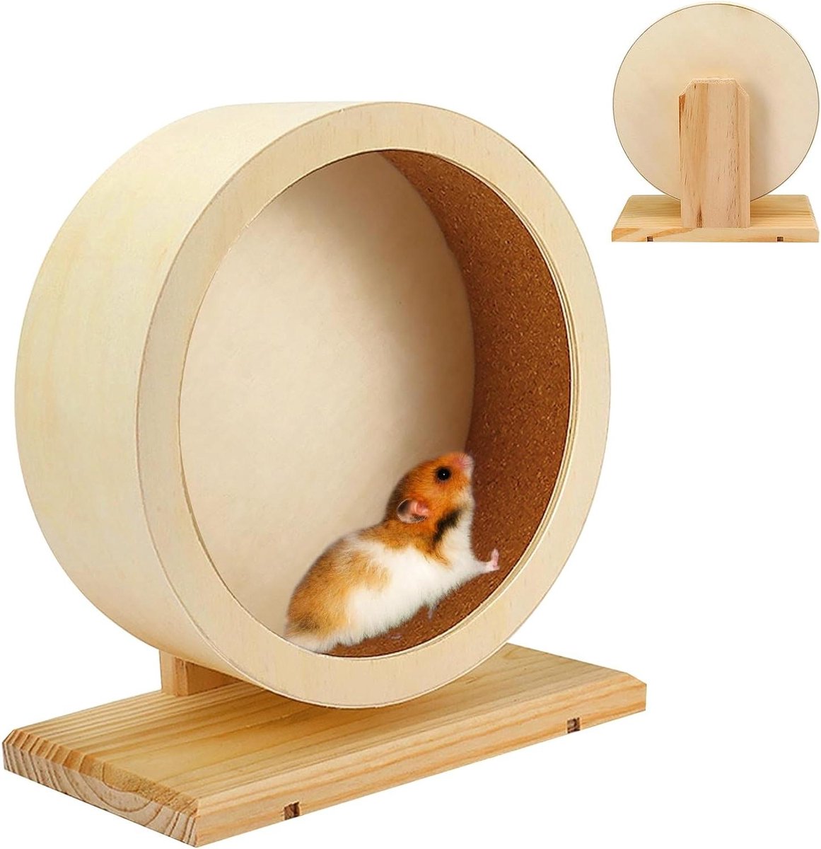 Houten Loopwiel - Dieren Speelgoed - Beweging Stimuleren - Stille Lager - 15 cm diameter - Houtkleur