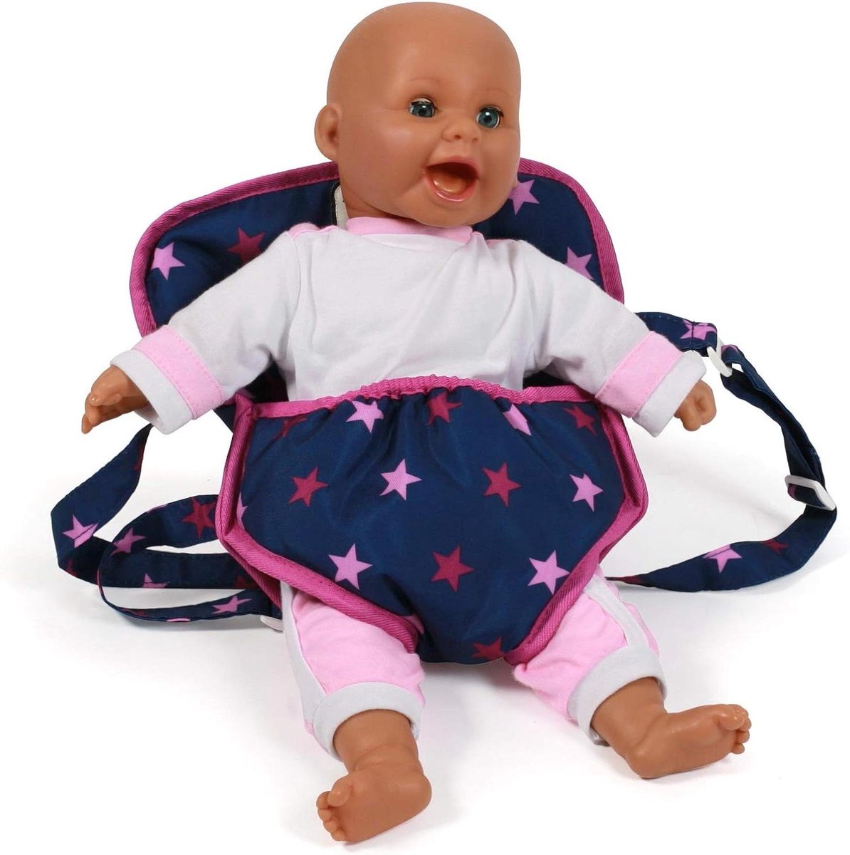 Poppendrager - Babydrager - Poppen Vervoeren - Verstelbare Riemen - 33 x 25 cm - Sterren Navy-Roze