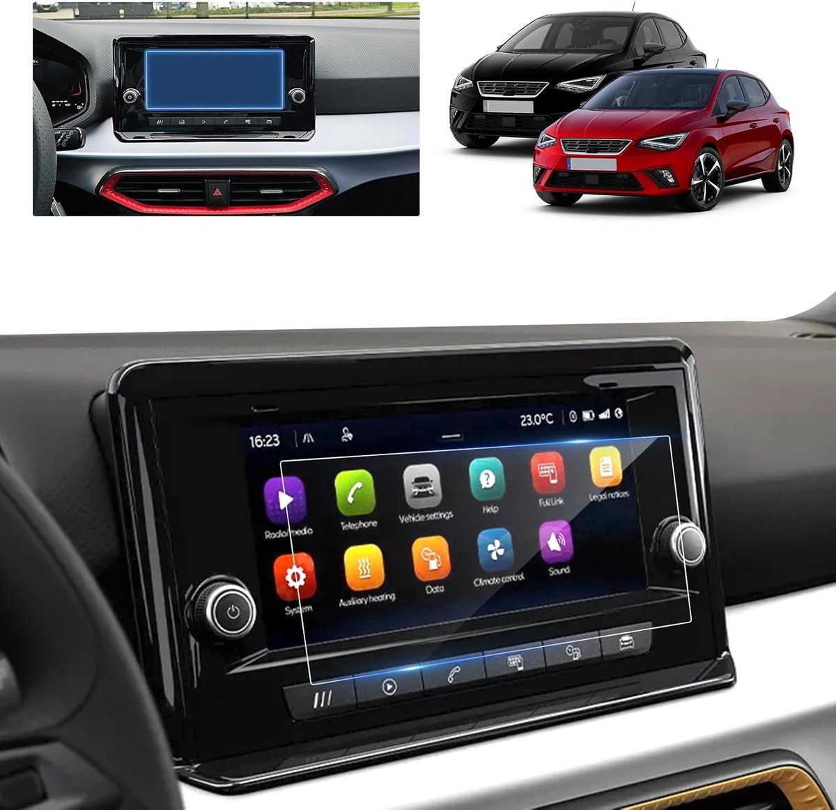 Navigatie Tempered Glass Screen Protector voor SEAT Ibiza/Arona/Ateca 2022-2025, 9H Krasbestendig en HD Duidelijk, 8.25 Inch Bescherming