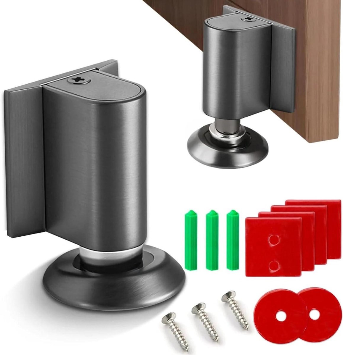 Deurstopper - Magnetische Houder - Muren Beschermen - Zonder Boren - Verstelbaar - Grijs