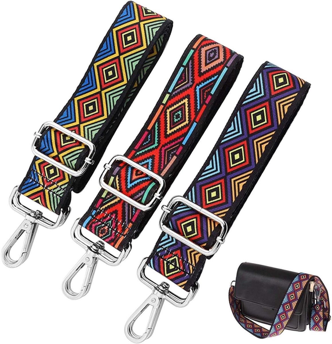 Schouderbanden Set - Tasbanden - Tas Personaliseren - Verstelbare Lengte - 3 Stuks - Rood Groen