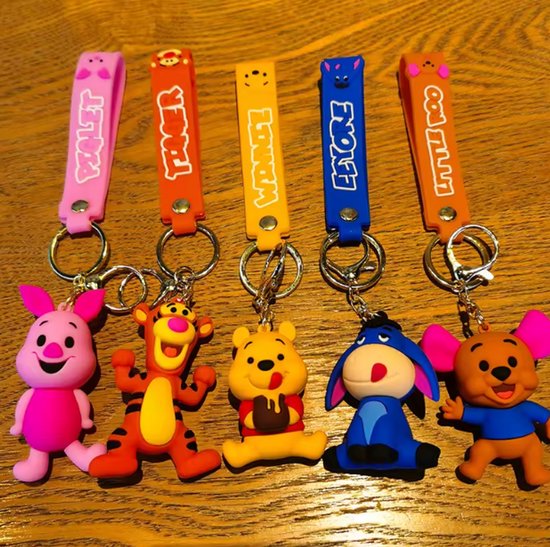 Pradeo - 5-PACK - Alternatieve Sleutelhangers Van Winnie The Pooh - Winnie The Poeh - Hard Siliconen - Cadeau Voor Volwassenen en Kinderen - Geschenk Voor Verjaardagen en Feestdagen - Key Chain