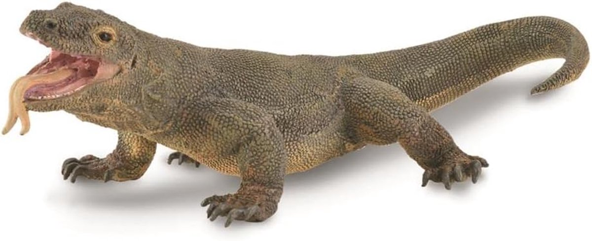Komodo Varaan Speelfiguur - Grote Hagedis Reptiel - Educatief Spelen - Hand Afgewerkt Beeldje - 11.9x4.3cm - Groen