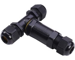 Kabelverbinders T-stuk - Waterdichte stekker mof - Tuinverlichting aansluiten - IP68 waterdichtheid - 5er Set - Zwart
