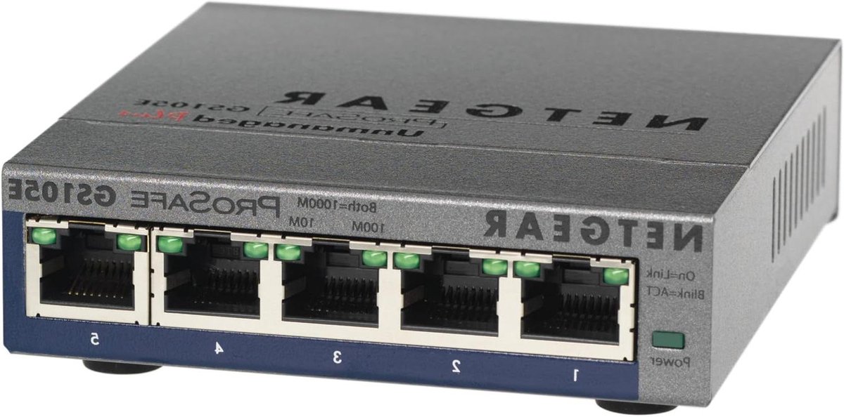 Netwerk Switch - Ethernet Hub - Netwerk Uitbreiding - 5 Gigabit Poorten - 10/100/1000 Mbps - Grijs