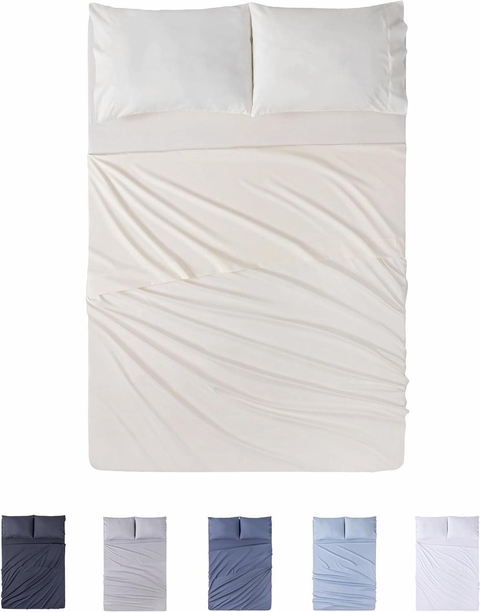 Beddengoed Set - Hoeslaken Dekbed - Slaapkamer Aankleden - Geborsteld Microvezel - 4 Delig - Beige