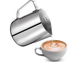 Melkopschuimkan - Melkkannetje RVS - Latte Art Maken - Met Maatstrepen - 200 ml - Zilver