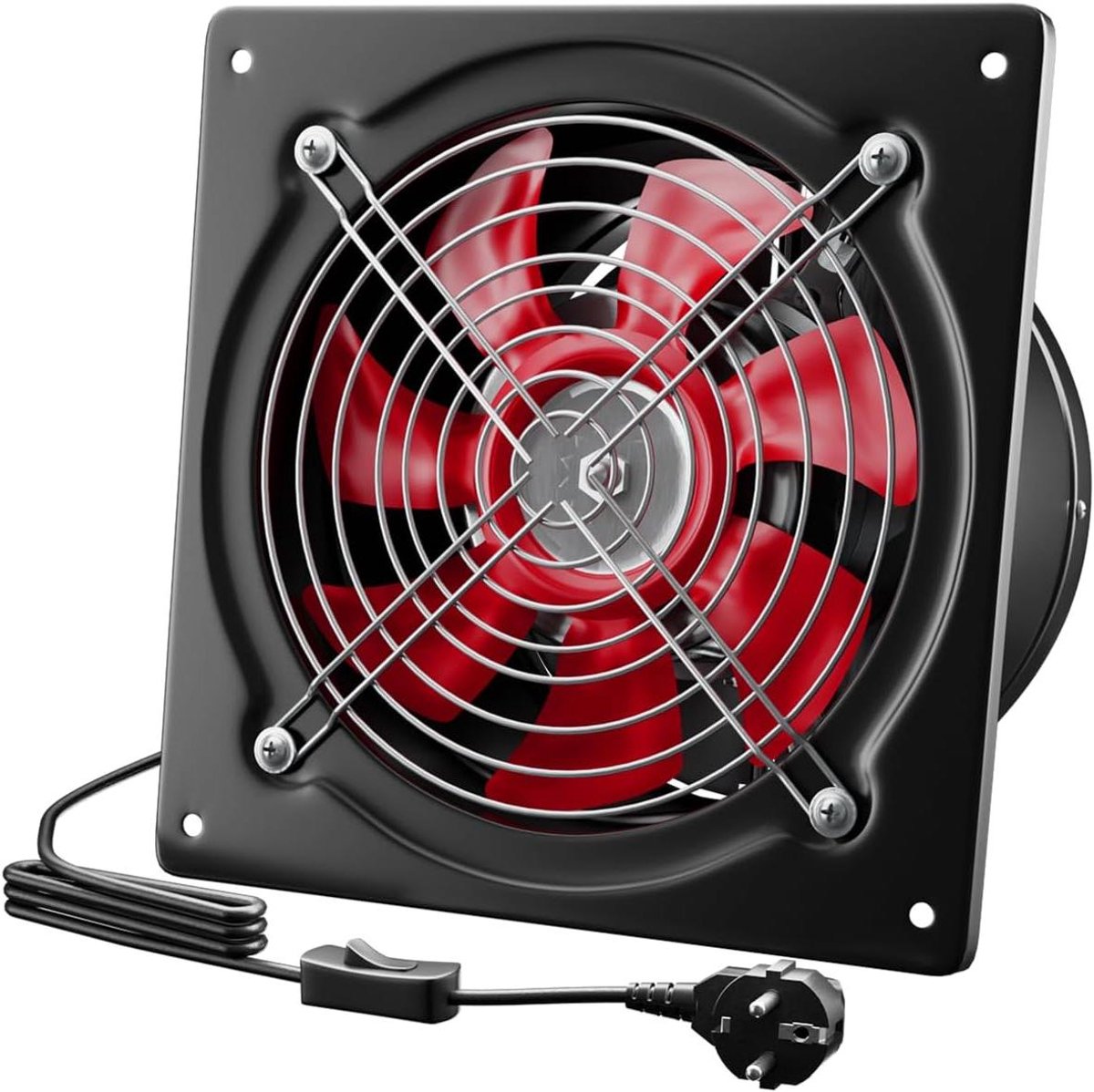 Afzuigventilator - Ventilator met Schakelaar - Lucht Verplaatsen - Met Aan/Uit Schakelaar - 200 mm - Zwart