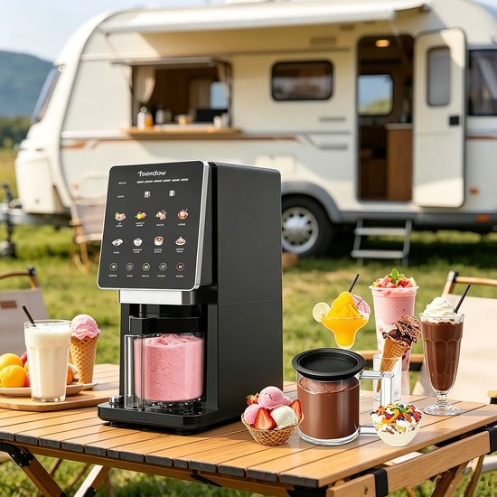 Joorly Ijs machine - Ijsmaker - Ice Machine - 10-in-1 IJsmachine - ijs/gelato/sorbet/slushie - Inclusief bekers - 800W - Zwart — afbeelding 2