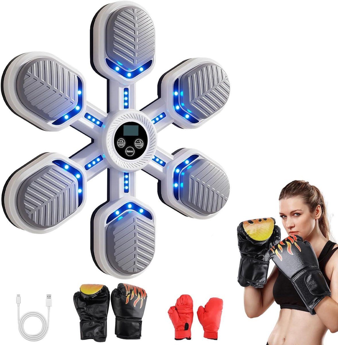 Muziek Boksmachine - Wand Bokszak - Thuis Fitness - Intelligent LED Display - 9 Snelheden - Zwart