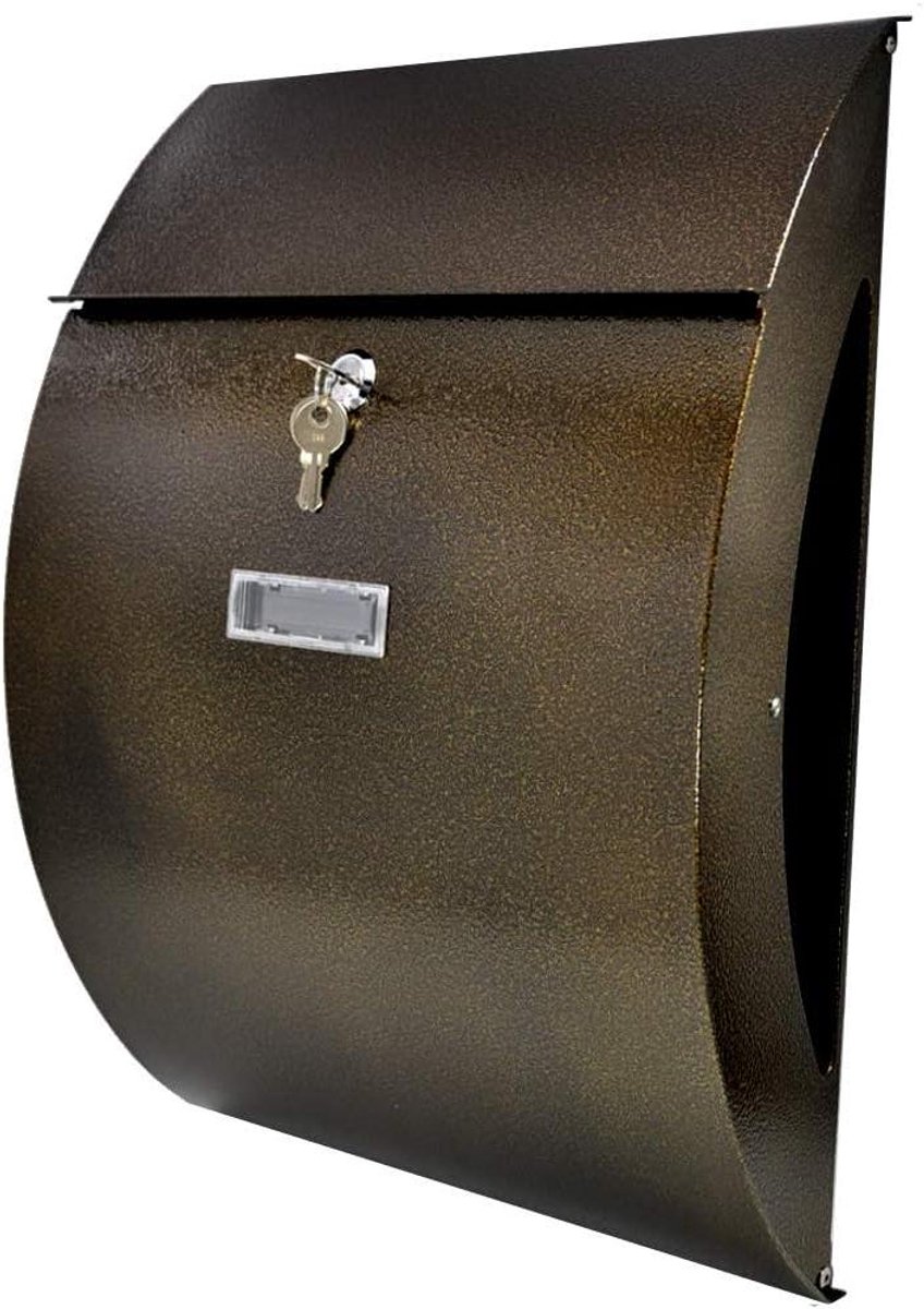 Muurbrievenbus met krantenvak - Wandbrievenbus brievenpost - Post ontvangen - Weerbestendig dankzij poedercoating - 33 cm breed - Brons antiek
