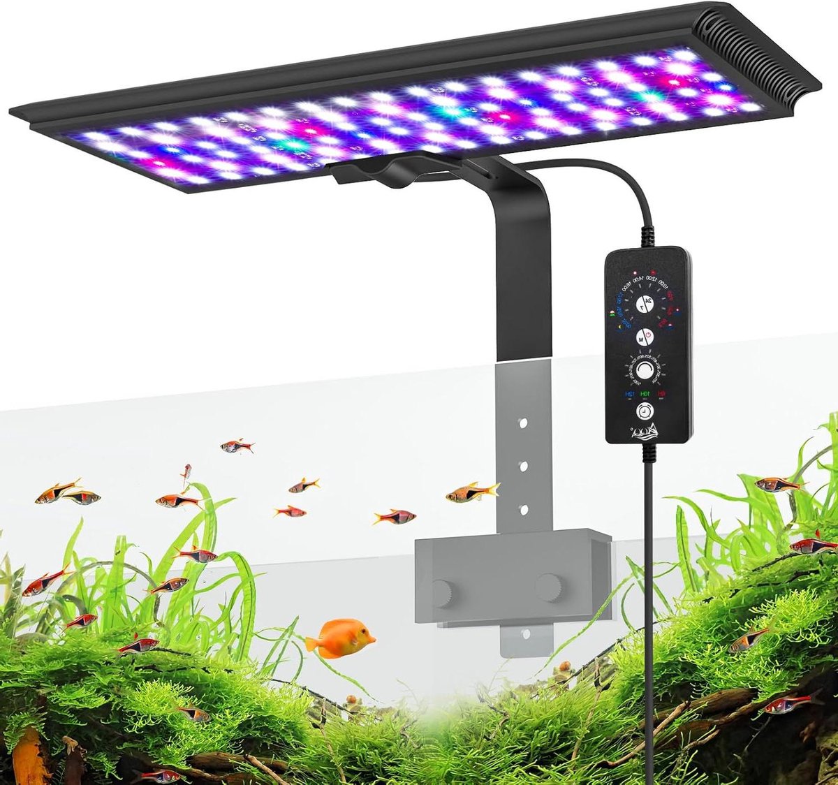 Aquarium Ledverlichting - Aquariumlamp Plantengroei - Aquarium Verlichten - 24/7 Natuurmodus - 60-80 cm - Zwart