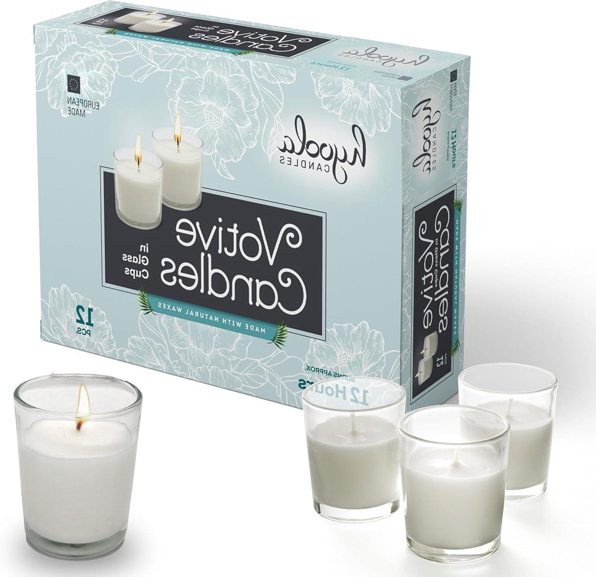 Votive Kaarsen - Theelichtjes Glas - Sfeer Creëren - 12 Uur Brandtijd - 12 Stuks - Wit