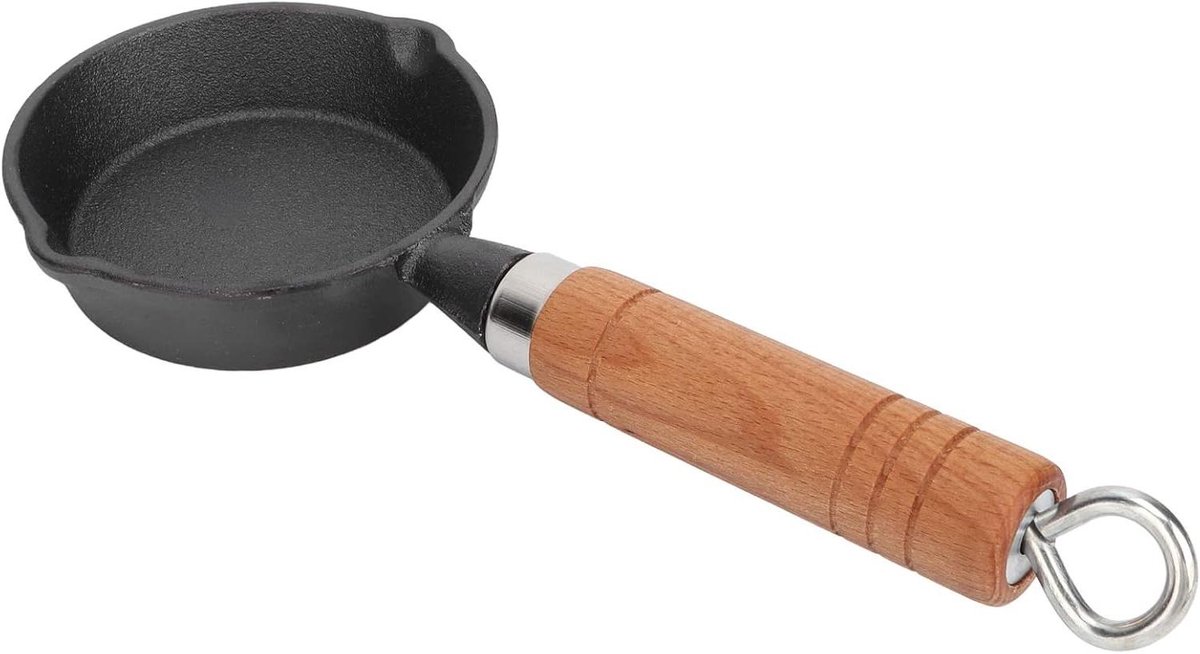 Gietijzeren Koekenpan - Mini Pannenkoekenpan - Ontbijt Bereiden - Gelijkmatige Warmteverdeling - 10 cm Diameter - Zwart
