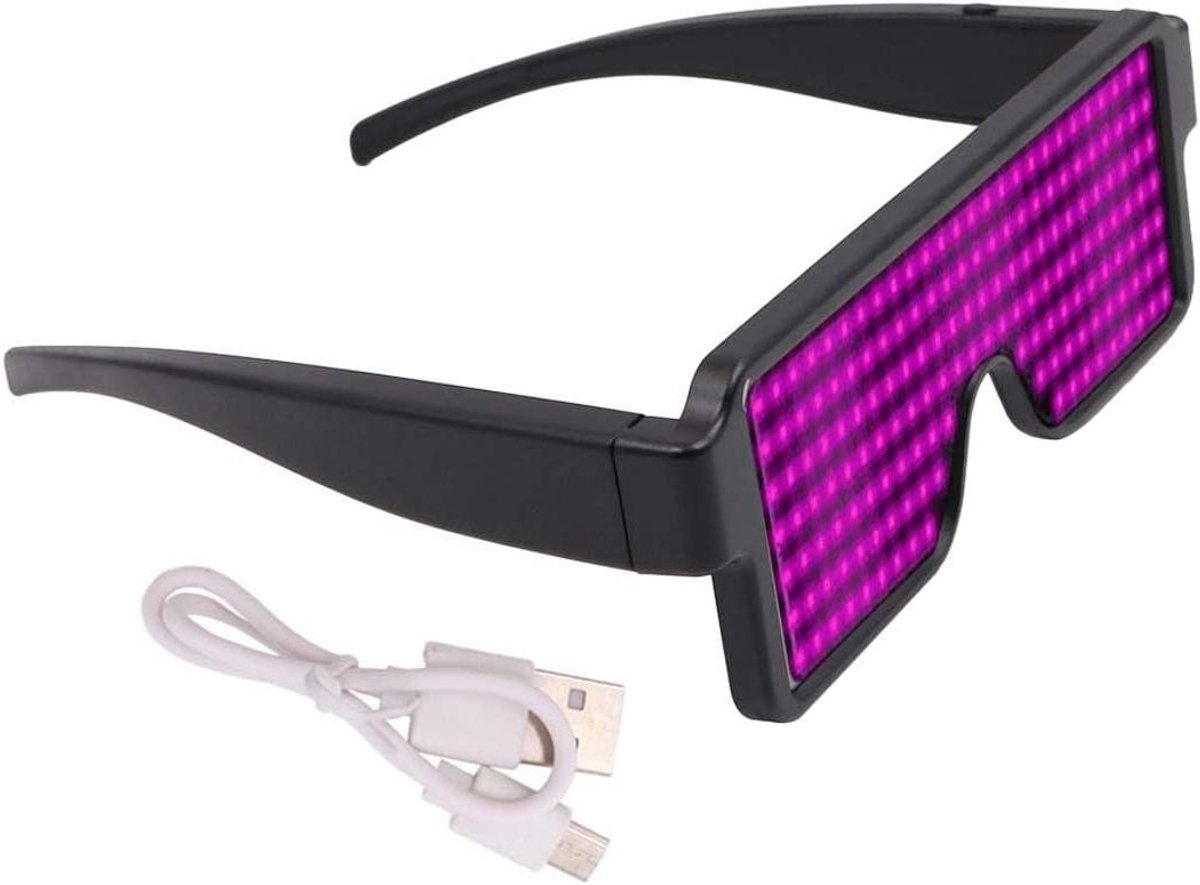 LED Bril - Oplaadbare Bril - Feestelijke Verlichting - USB Oplaadbaar - 15.5 cm - Roze