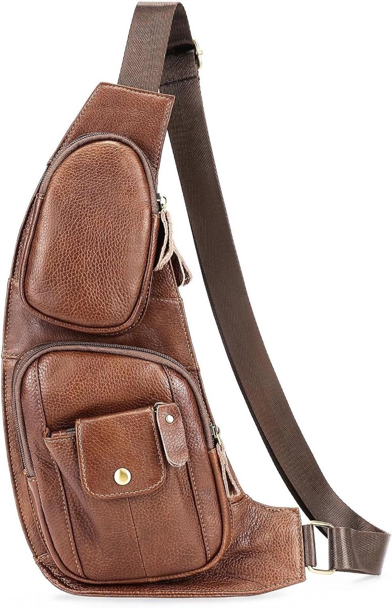 Herentas - Schoudertas - Dagelijks Gebruik - Vintage Stijl - 30 cm - Bruin