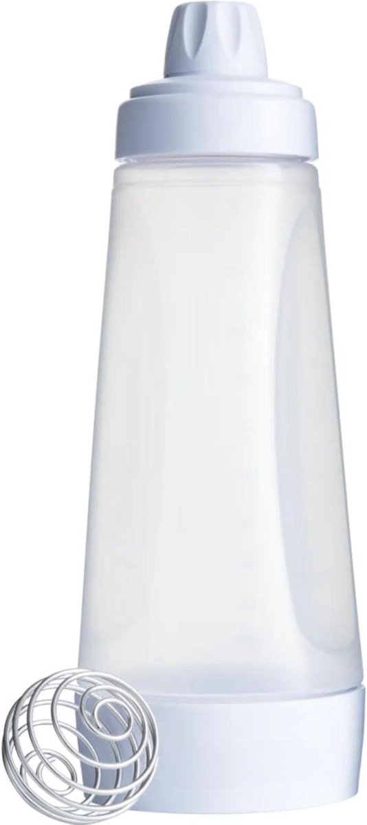 Mixer Dispenser - Beslag Fles - Pannenkoeken Bakken - Lekvrije Sluiting - 28 cm Hoog - Wit