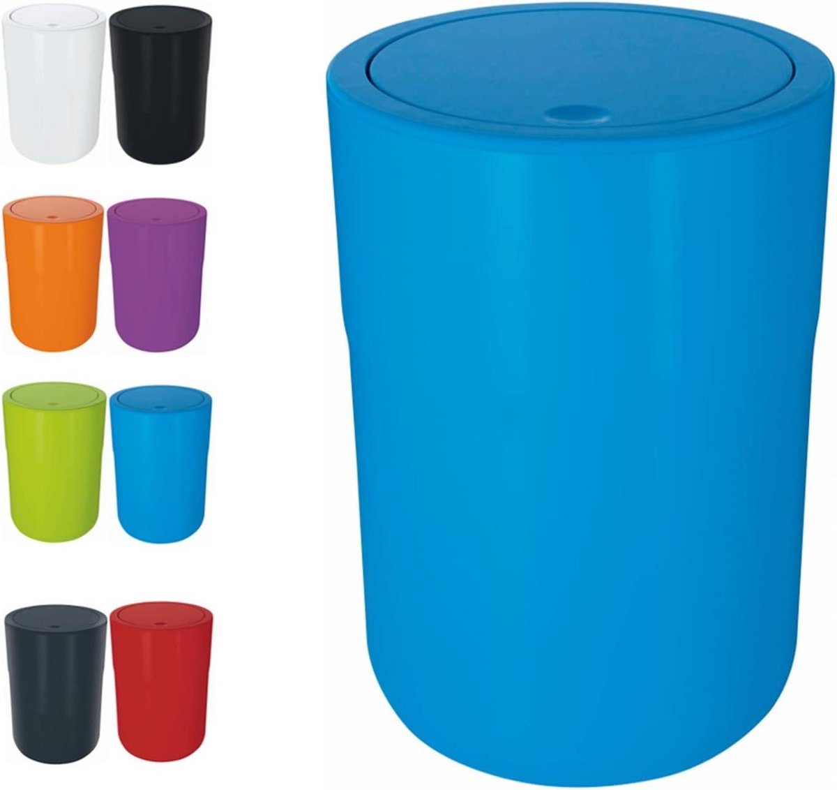 Badkamer Prullenbak - Afvalbak Klein - Netheid Bewaren - Draaiend Deksel - 5 Liter - Blauw