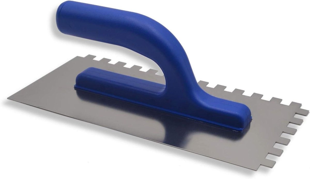 Tandspaan - Getande spaan - Lijm aanbrengen - Zuurbestendig blad - 270x130mm - Blauw