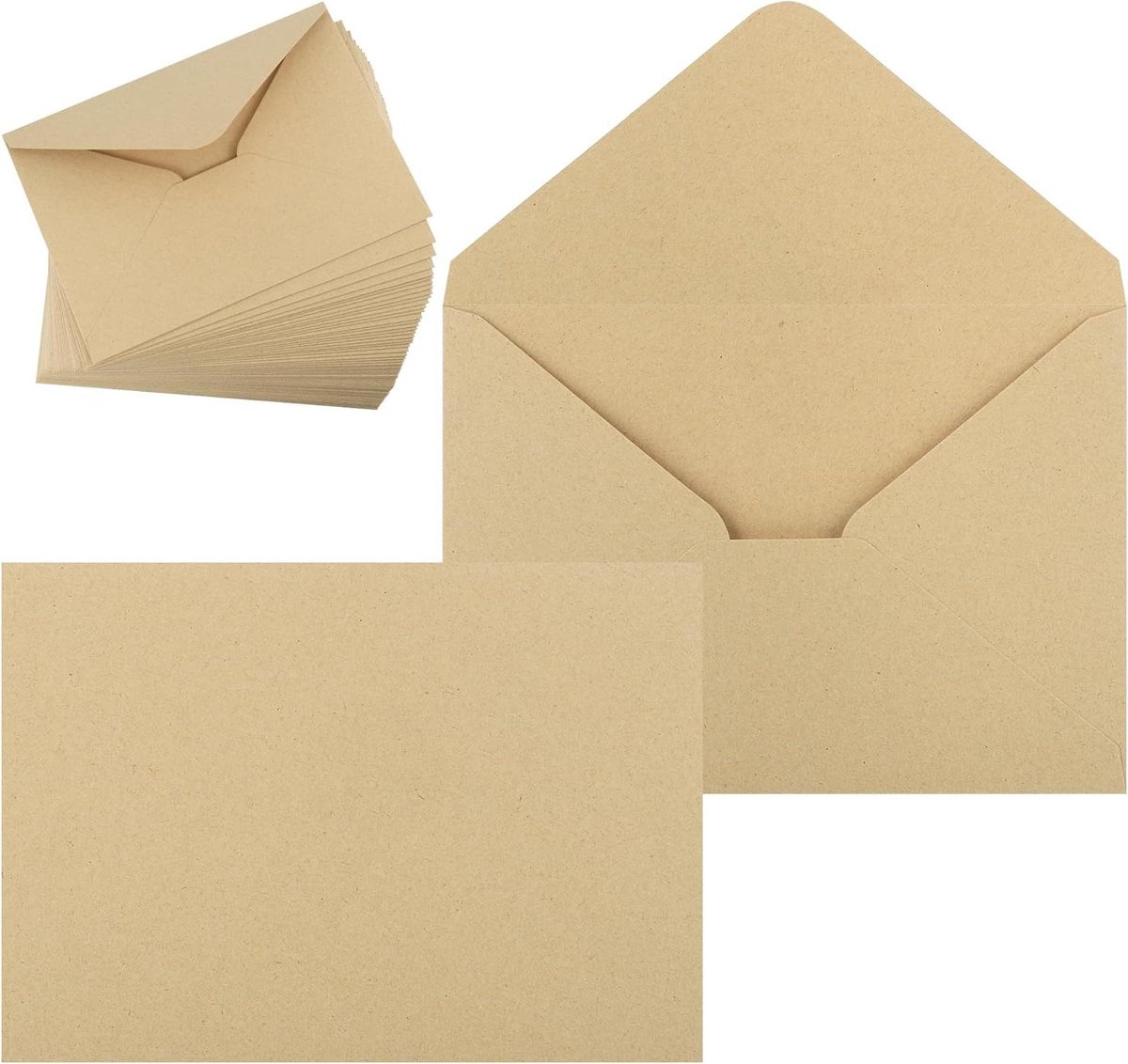 Enveloppen B6 - Papieren enveloppen - Kaarten versturen - 120GSM papier - 60 stuks - Bruin