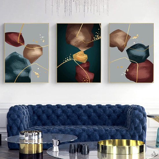 Abstracte lijn geometrie afbeeldingen, abstracte botanische kunst poster, woondecoratie, kunst aan de muur, frameloos (20 x 30 cm x 3, foto's 7) — afbeelding 5