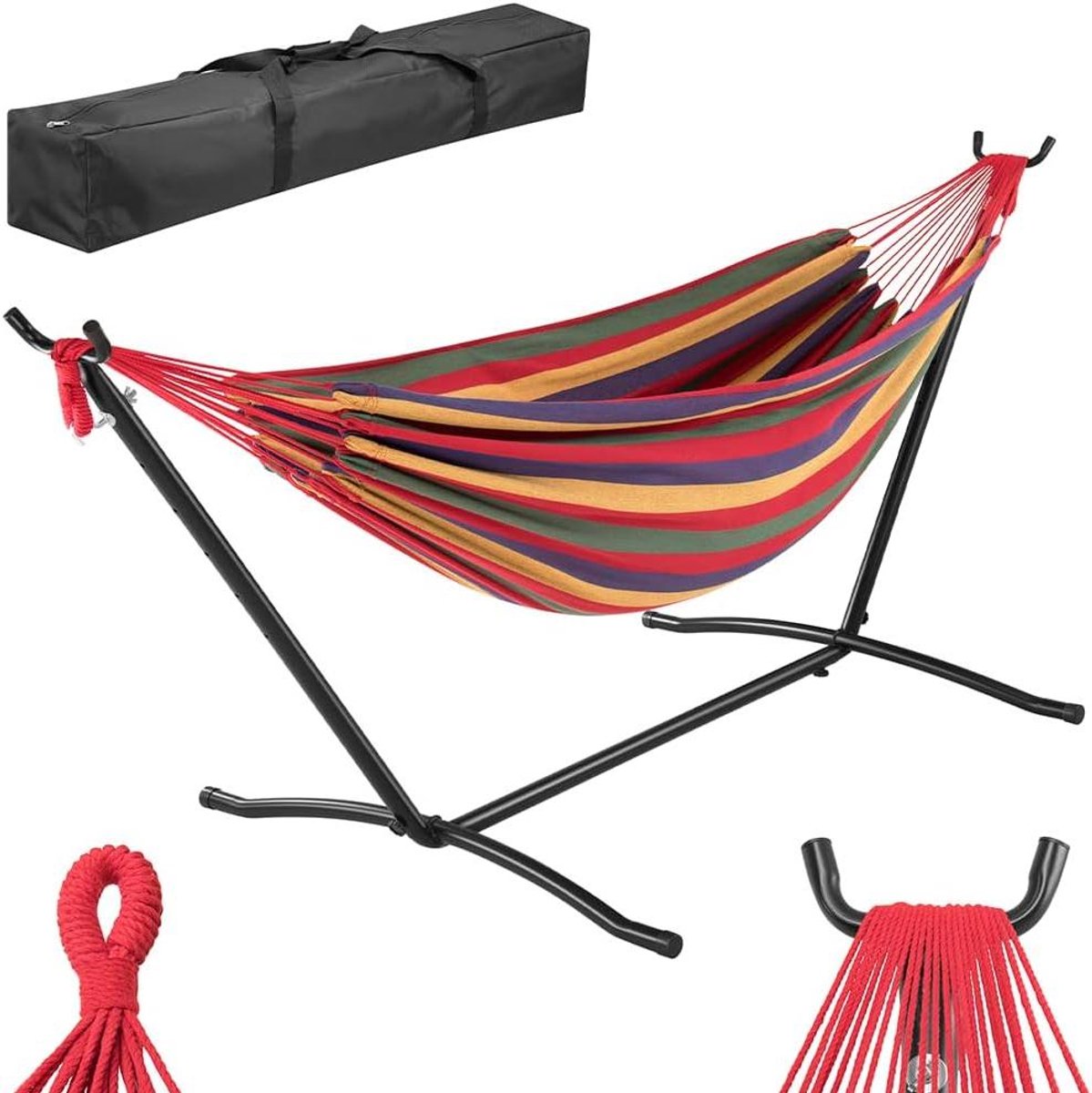 Tuin Hangmat - Buitenstoel - Ontspannen Buiten - Met Stalen Frame - 285 cm - Multicolor